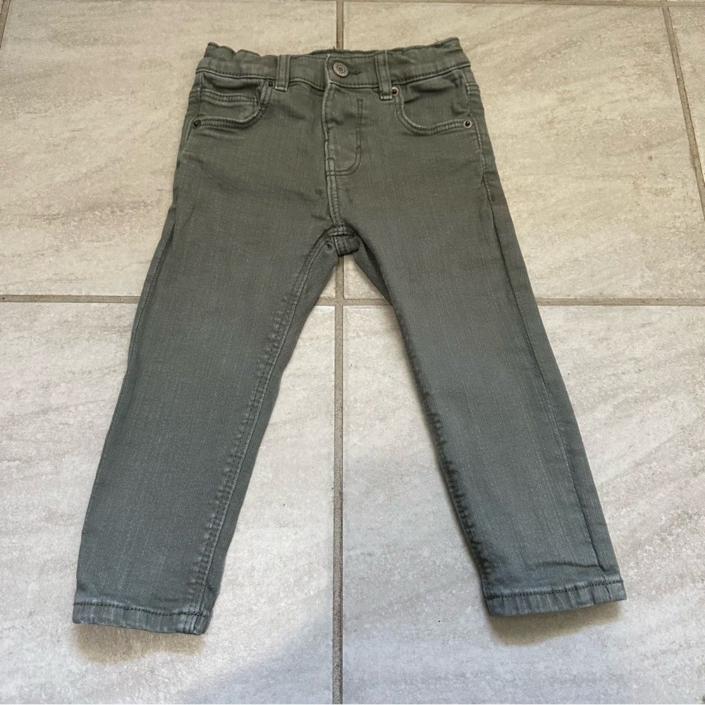 Zara Toddler Boys The Slim Denim Olive Sage Green Jeans Size 18-24 Months Preppy